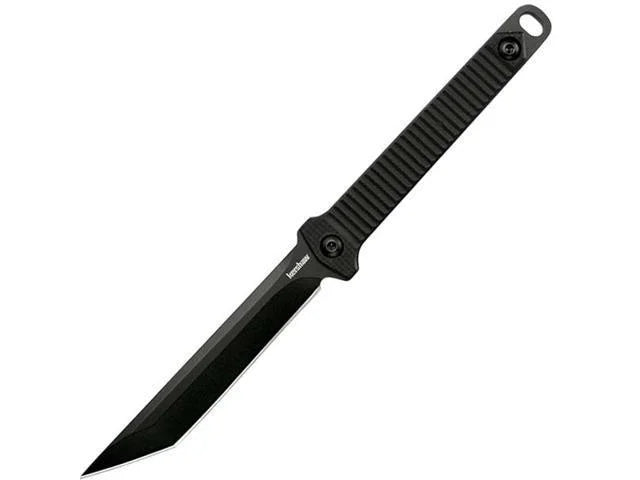 Kershaw Dune Full Tang Neck Knife (4008X) Compact 3.8” 3CR13 Stainless Steel Fixed Blade with Black-Oxide Finish, Textured Injection Molded Handle, Secure Molded Sheath and Lanyard